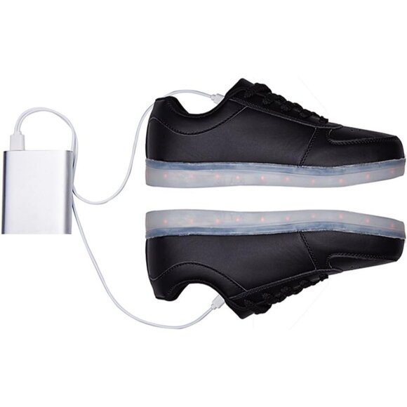 ⚡Unisex Black USB Charging Light Up Shoes Sports LED Dancing Sneakers Lace Up - Picture 8 of 8